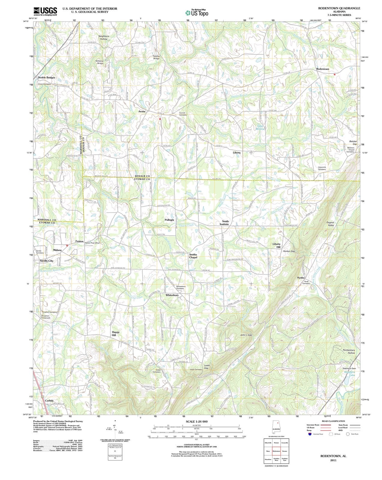 2011 Rodentown, AL - Alabama - USGS Topographic Map