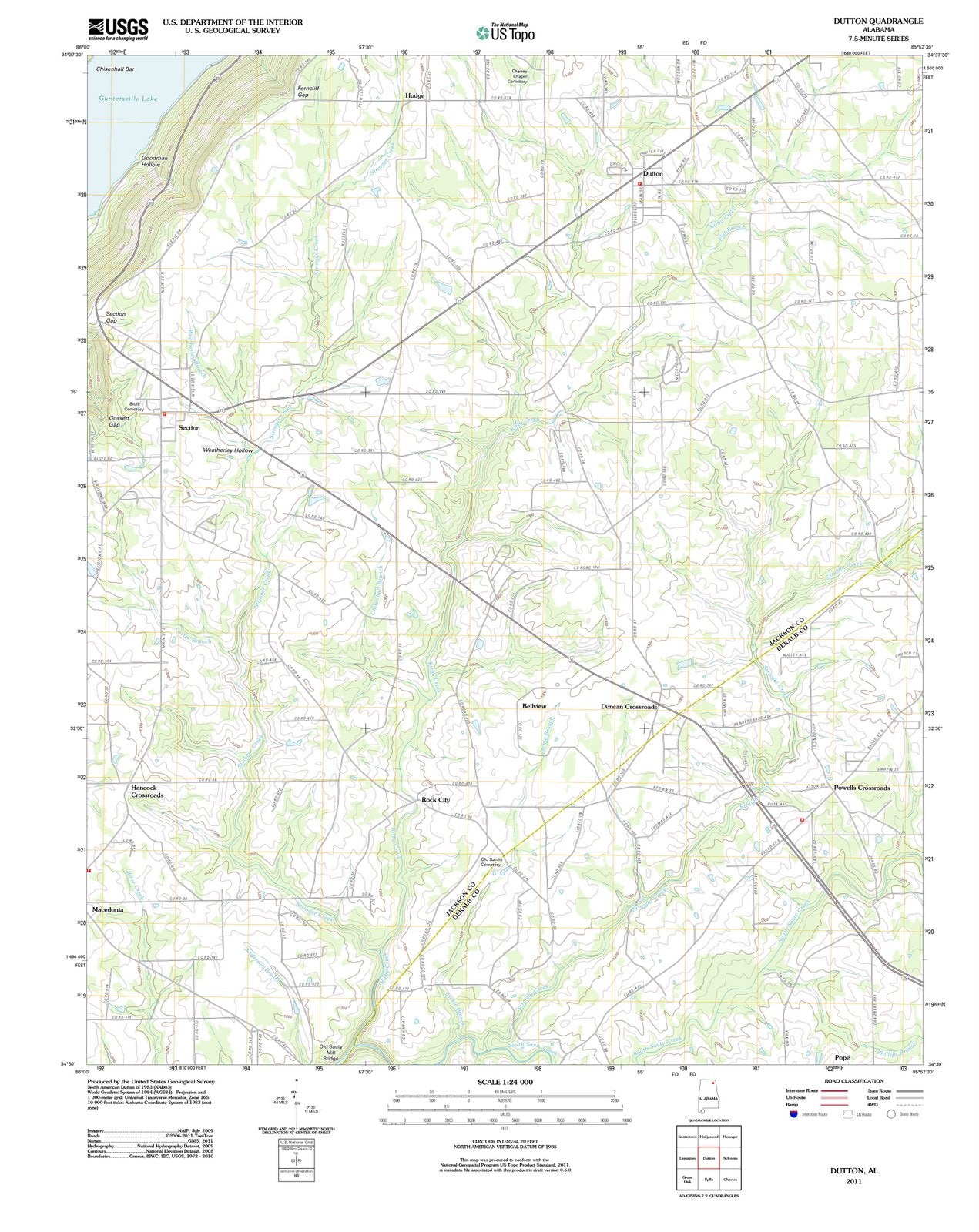 2011 Dutton, AL - Alabama - USGS Topographic Map
