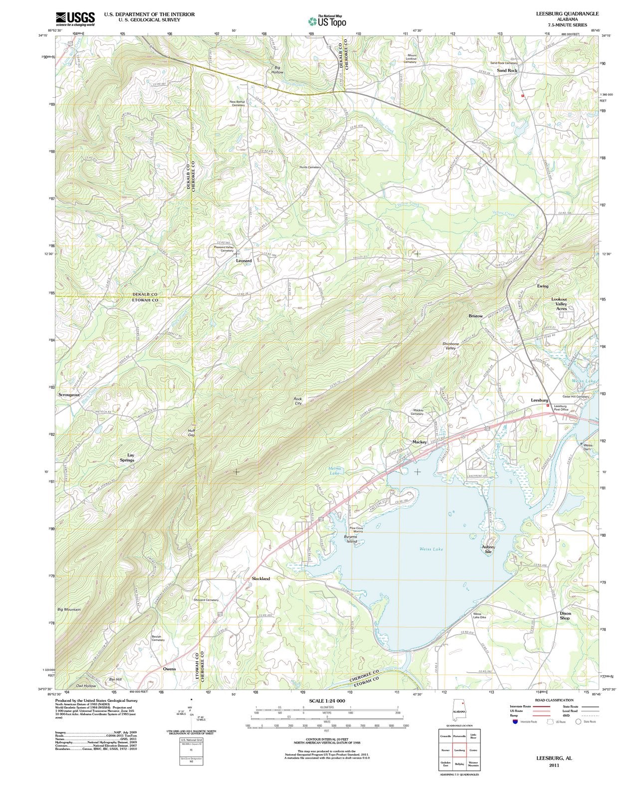 2011 Leesburg, AL - Alabama - USGS Topographic Map