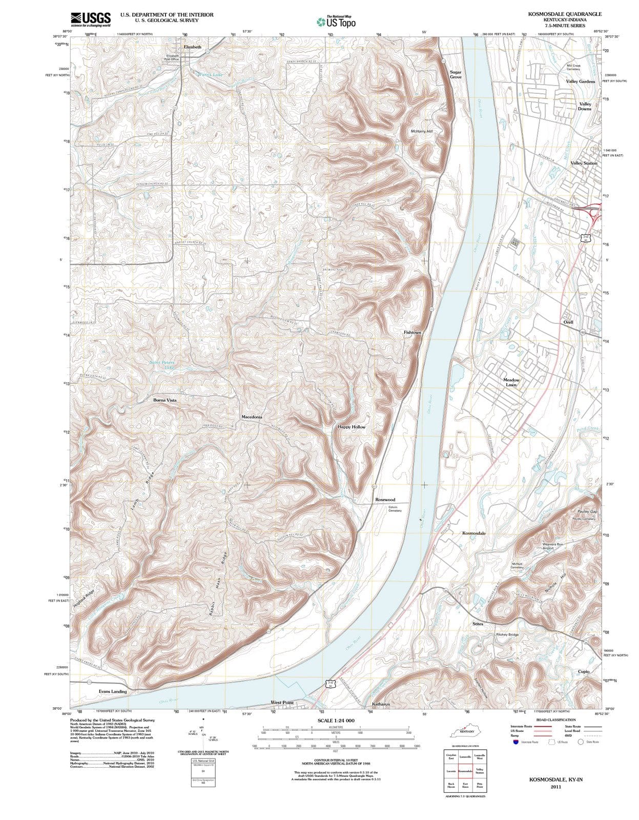 2011 Kosmosdale, KY - Kentucky - USGS Topographic Map