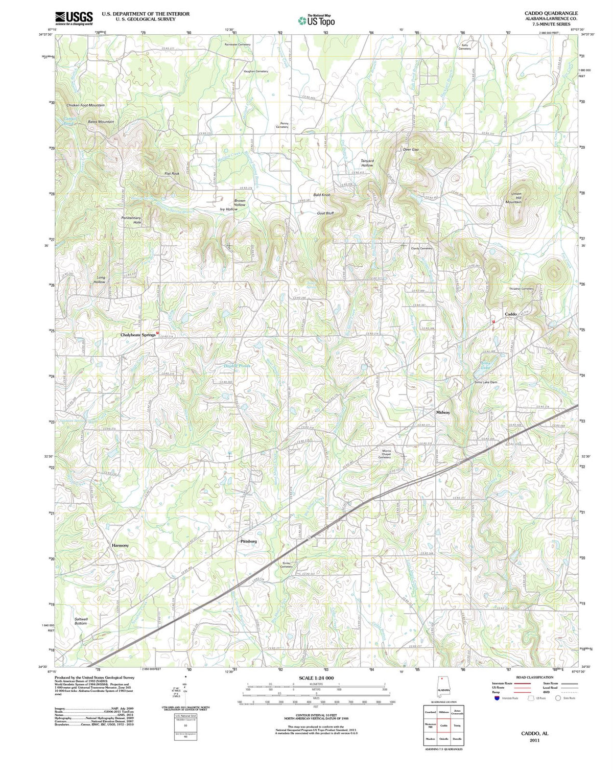 2011 Caddo, AL - Alabama - USGS Topographic Map