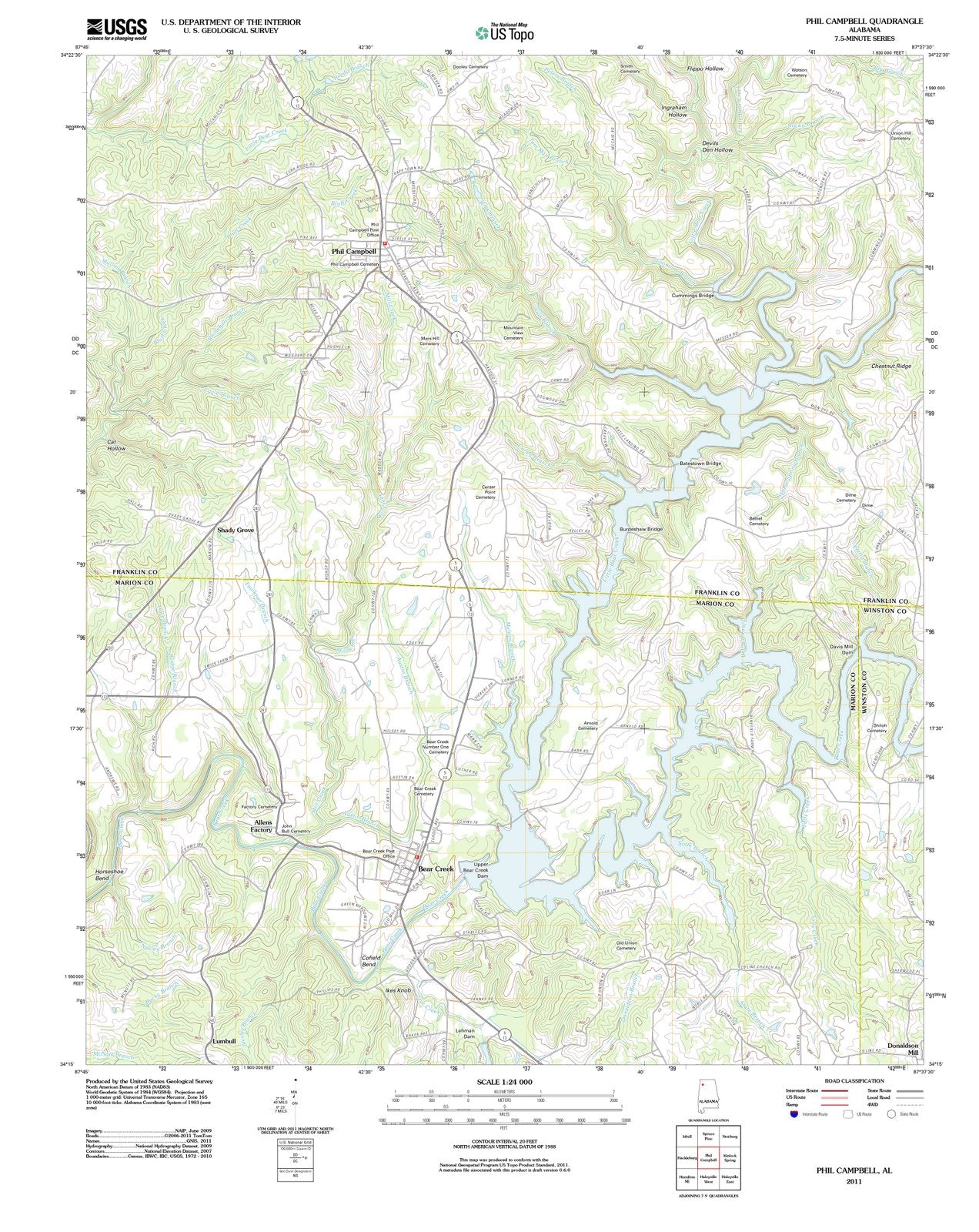 2011 Phil Campbell, AL - Alabama - USGS Topographic Map