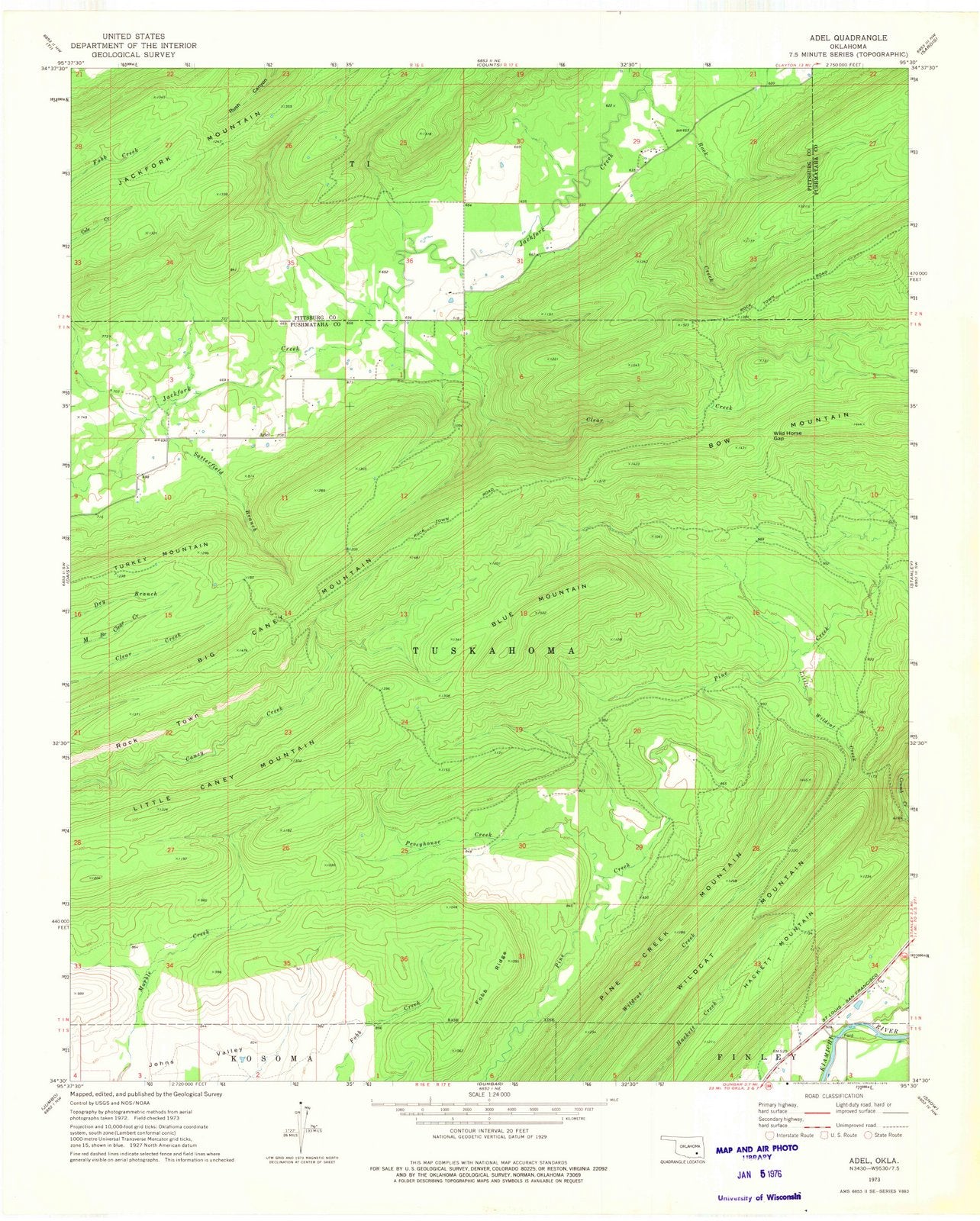 1973 Adel, OK - Oklahoma - USGS Topographic Map