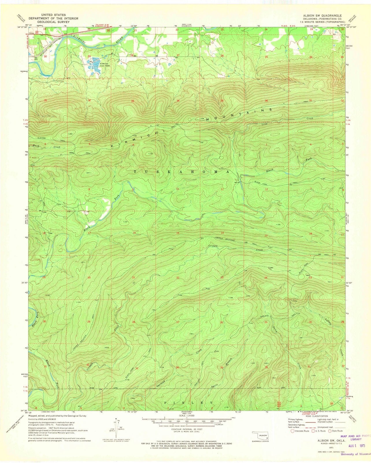 1971 Albion, OK - Oklahoma - USGS Topographic Map v2