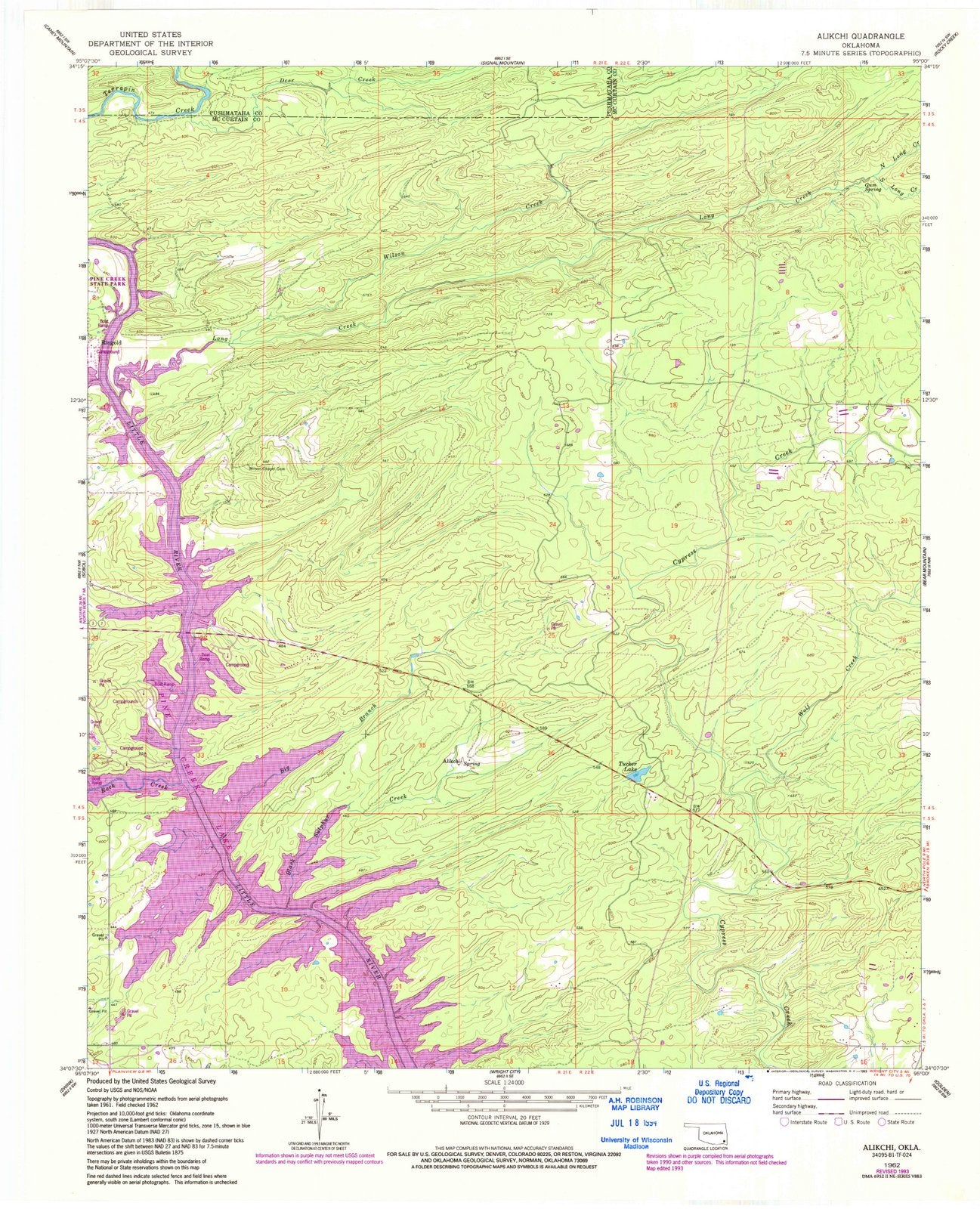 1962 Alikchi, OK - Oklahoma - USGS Topographic Map