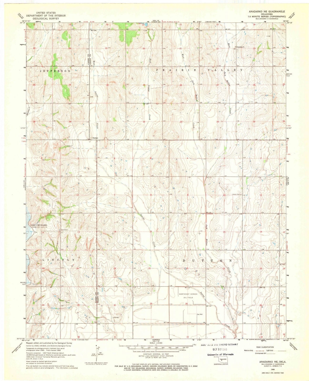 1968 Anadarko, OK - Oklahoma - USGS Topographic Map