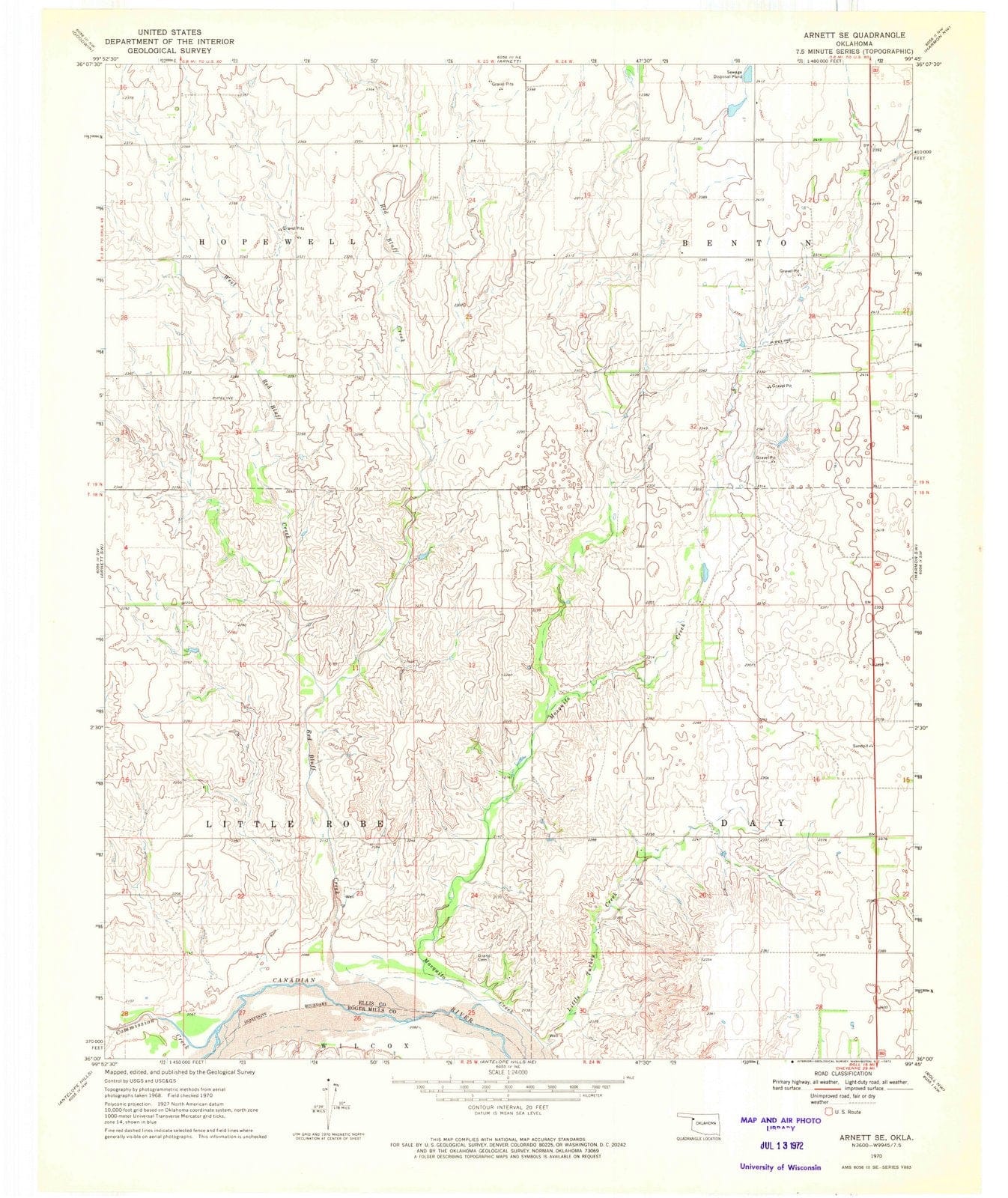 1970 Arnett, OK - Oklahoma - USGS Topographic Map