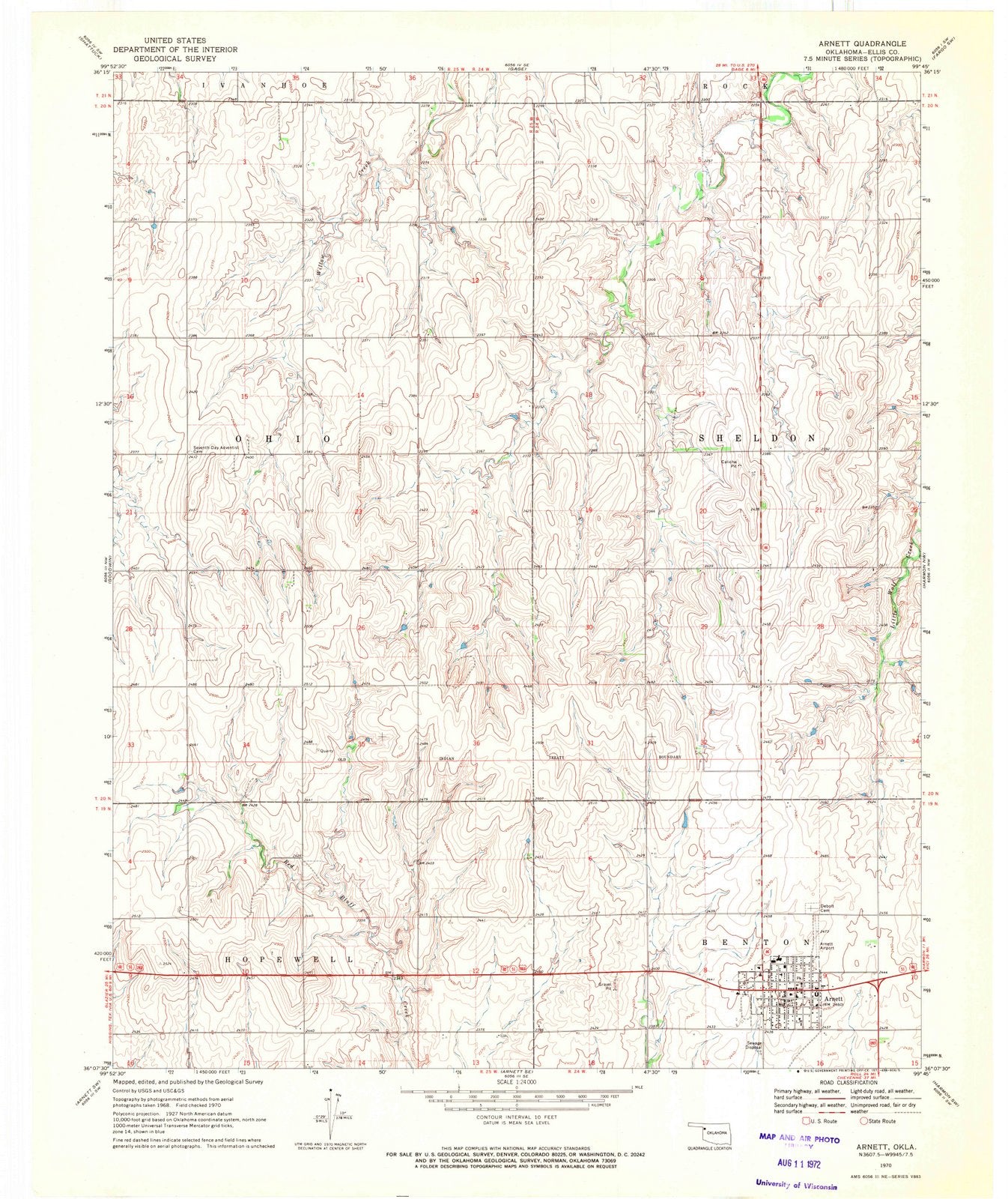1970 Arnett, OK - Oklahoma - USGS Topographic Map v3