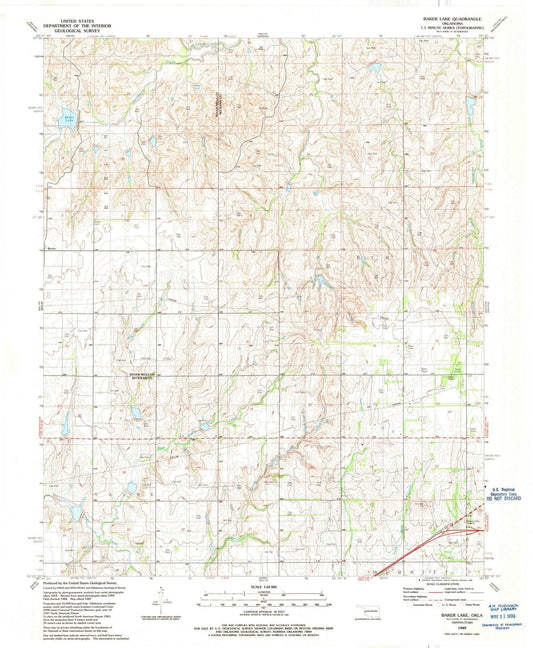 1989 Baker Lake, OK - Oklahoma - USGS Topographic Map