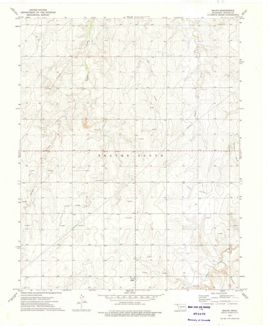 1973 Balko, OK - Oklahoma - USGS Topographic Map v3