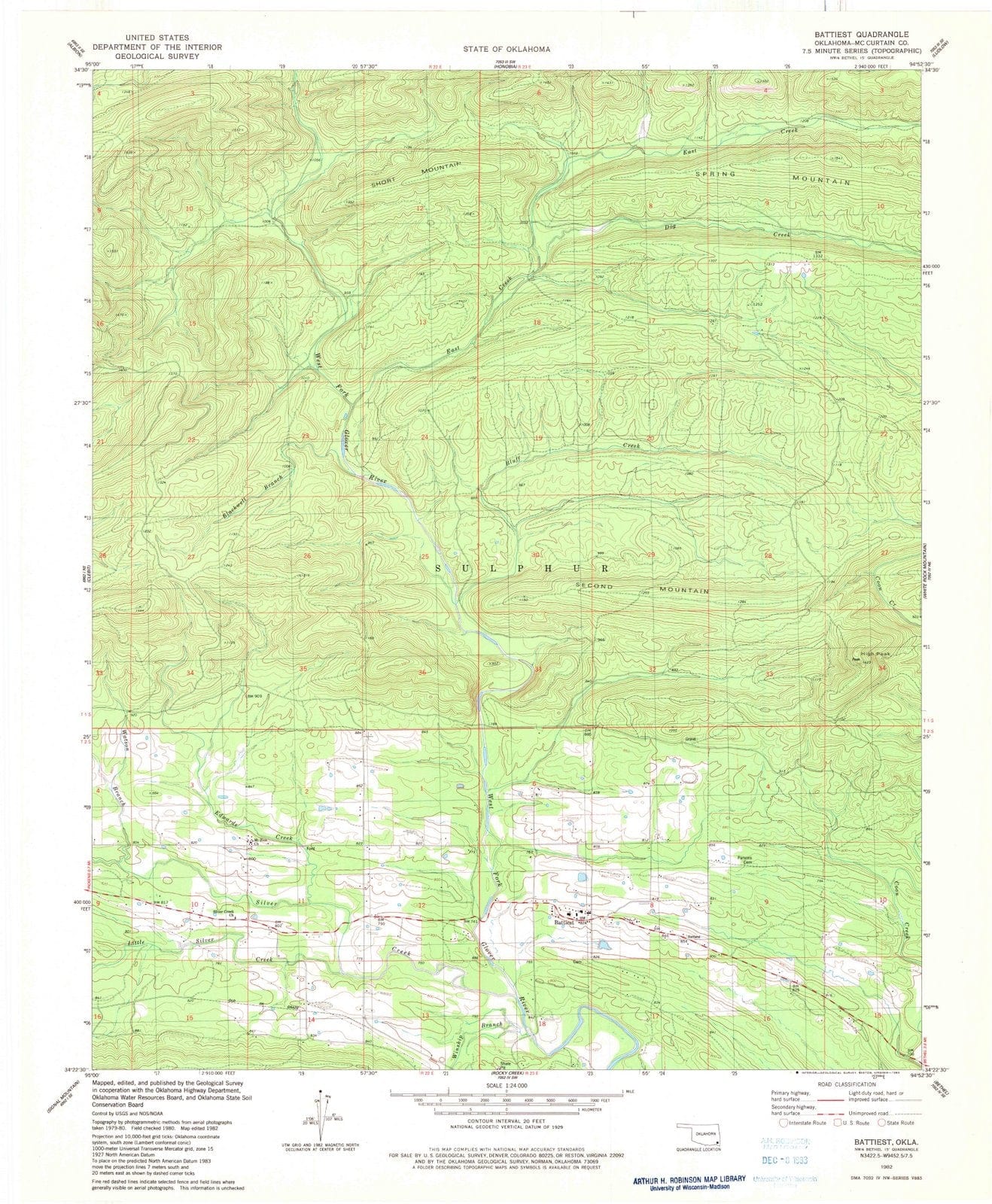 1982 Battiest, OK - Oklahoma - USGS Topographic Map