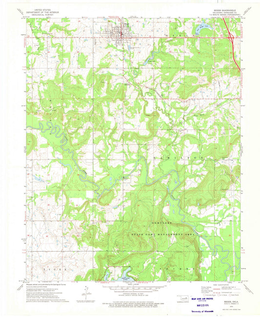1973 Beggs, OK - Oklahoma - USGS Topographic Map