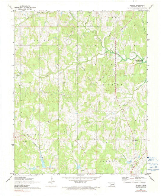 1971 Bellvue, OK - Oklahoma - USGS Topographic Map