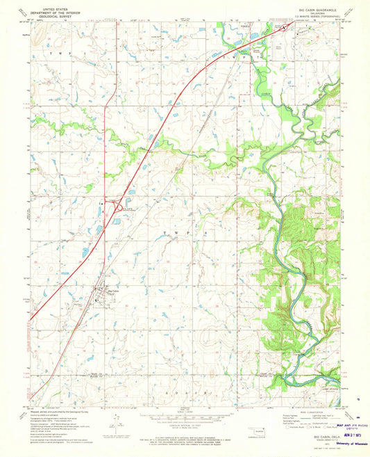 1971 Big Cabin, OK - Oklahoma - USGS Topographic Map