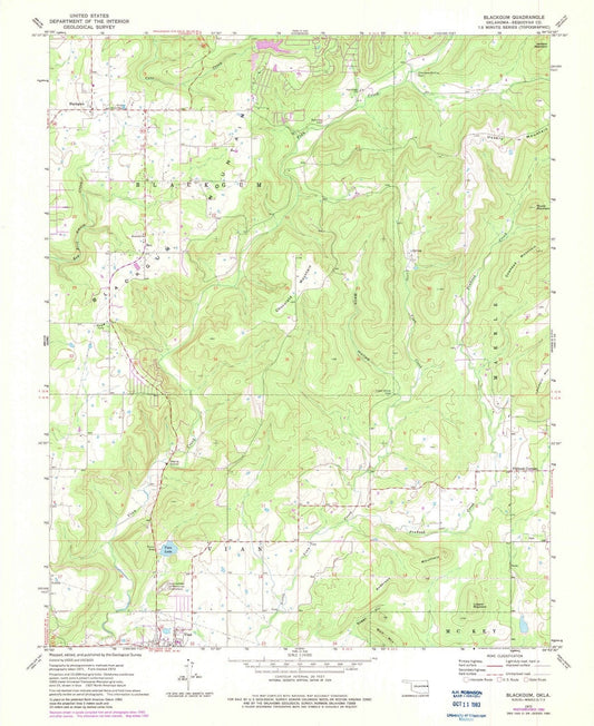 1972 Blackgum, OK - Oklahoma - USGS Topographic Map