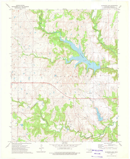 1973 Bluestem Lake, OK - Oklahoma - USGS Topographic Map