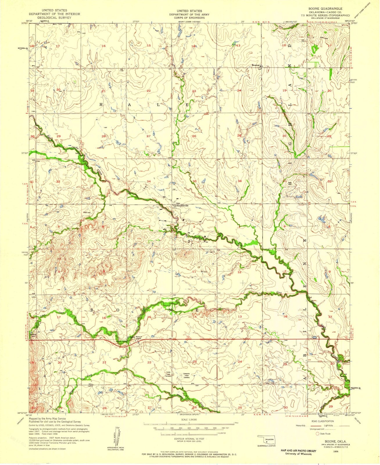 1956 Boone, OK - Oklahoma - USGS Topographic Map