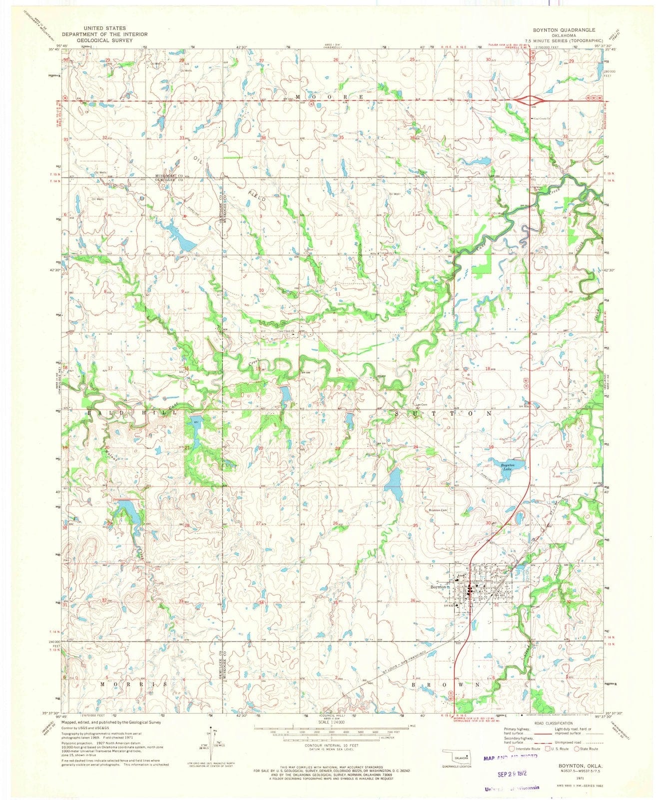 1971 Boynton, OK - Oklahoma - USGS Topographic Map