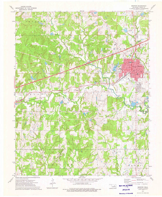 1973 Bristow, OK - Oklahoma - USGS Topographic Map