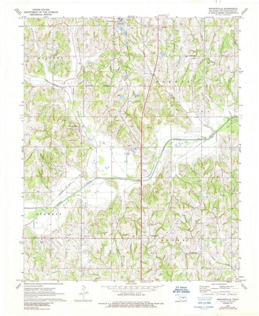 1972 Brooksville, OK - Oklahoma - USGS Topographic Map