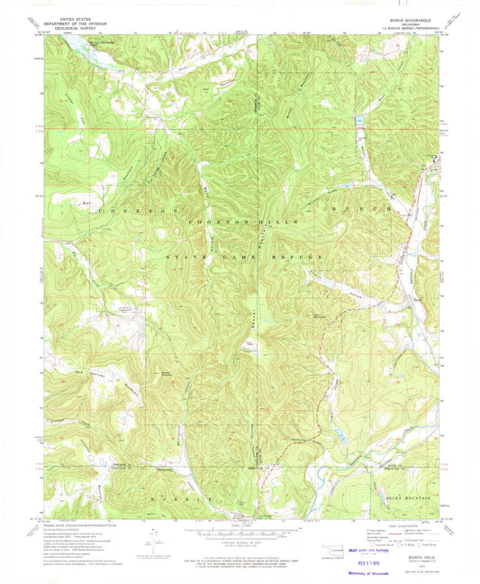 1972 Bunch, OK - Oklahoma - USGS Topographic Map