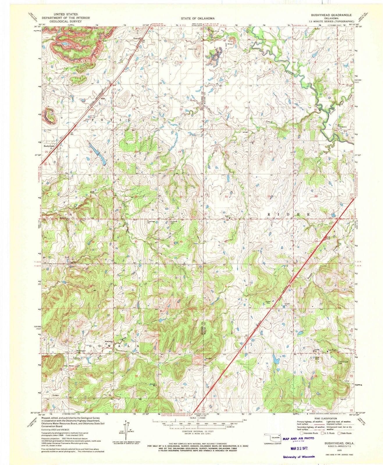 1970 Bushyhead, OK - Oklahoma - USGS Topographic Map