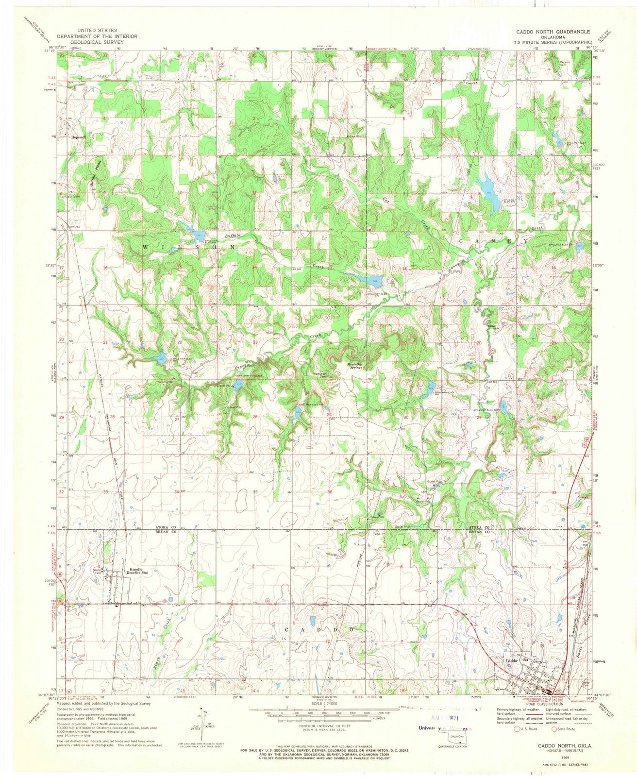 1969 Caddo North, OK - Oklahoma - USGS Topographic Map