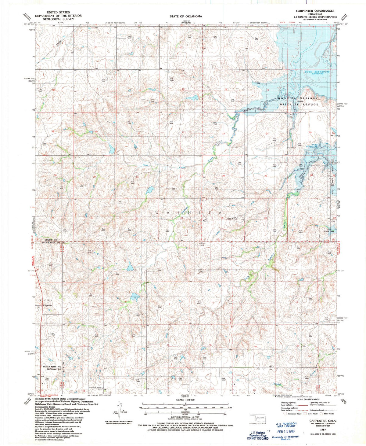 1987 Carpenter, OK - Oklahoma - USGS Topographic Map