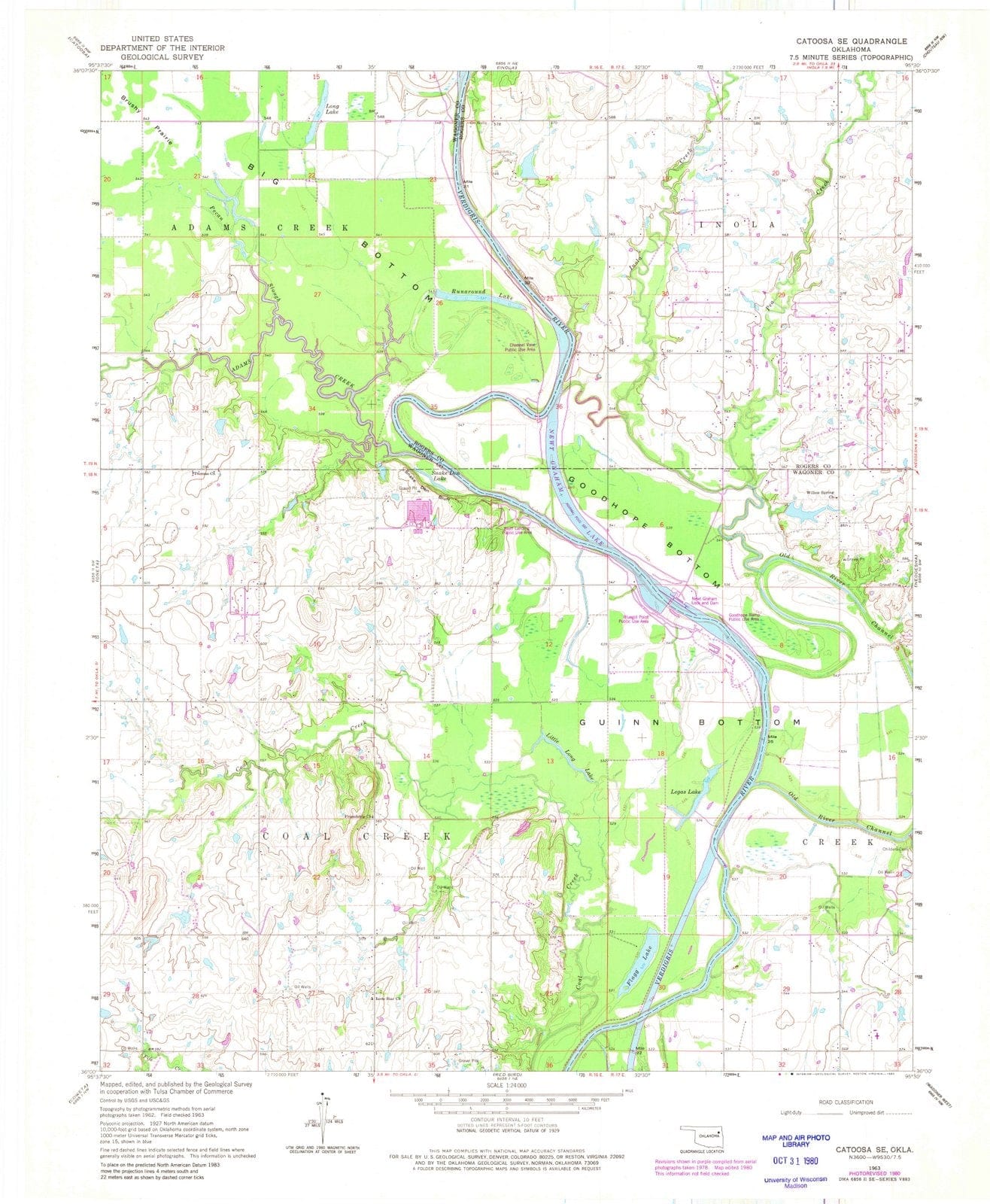 1963 Catoosa, OK - Oklahoma - USGS Topographic Map