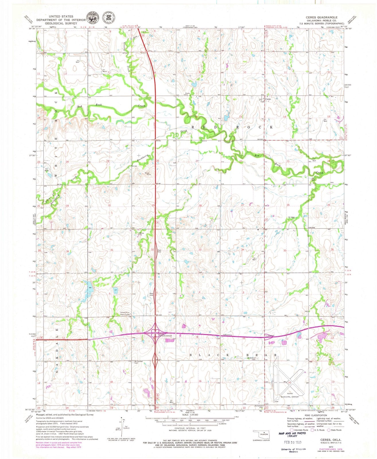 1972 Ceres, OK - Oklahoma - USGS Topographic Map