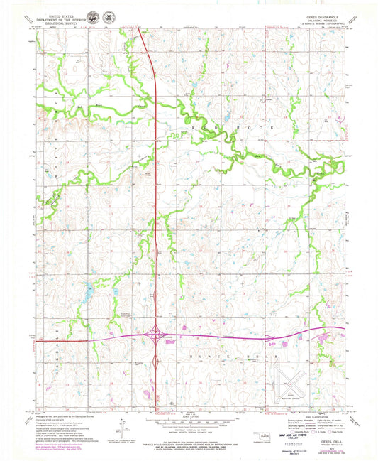 1972 Ceres, OK - Oklahoma - USGS Topographic Map