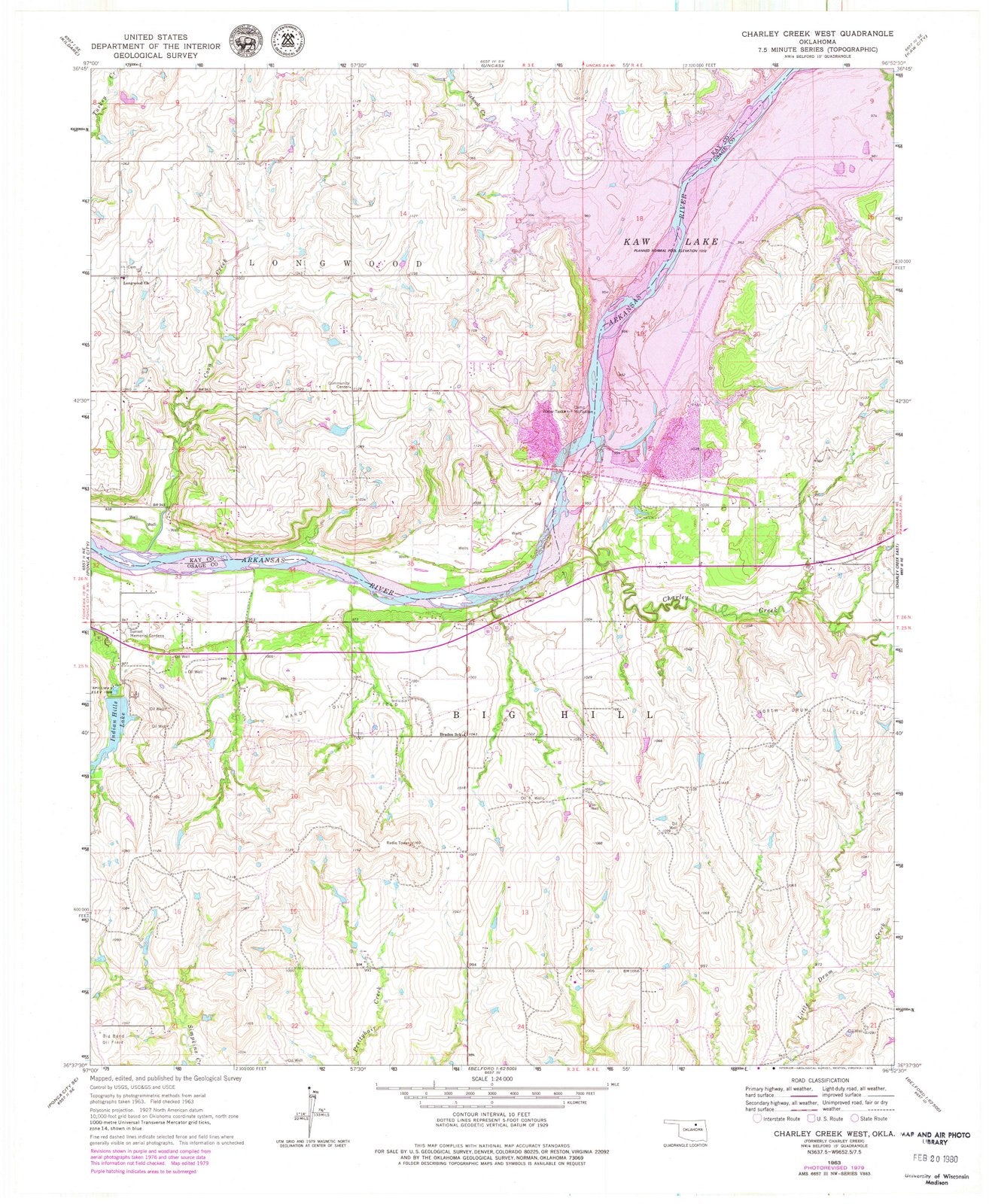 1963 Charley Creek West, OK - Oklahoma - USGS Topographic Map