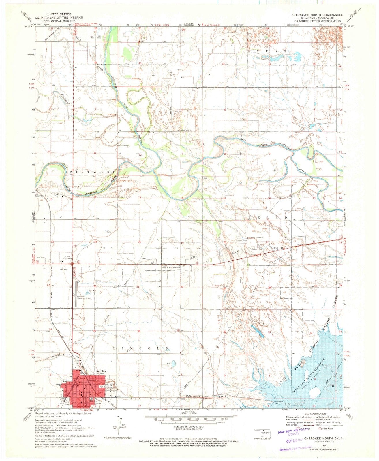 1969 Cherokee North, OK - Oklahoma - USGS Topographic Map