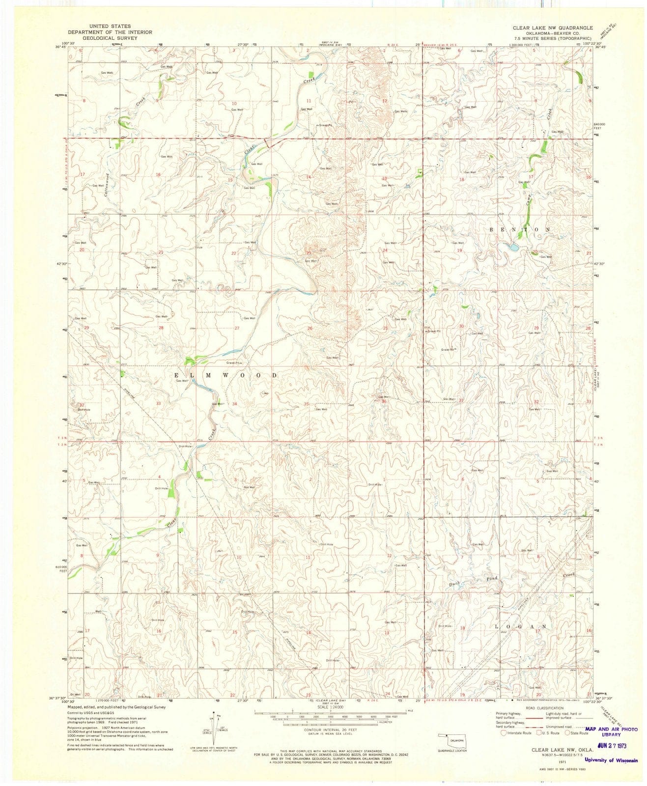 1971 Clear Lake, OK - Oklahoma - USGS Topographic Map