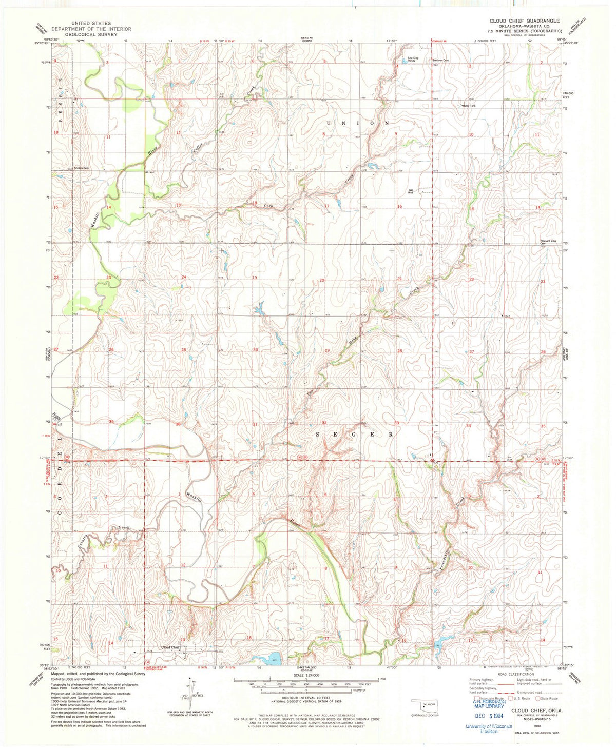 1983 Cloud Chief, OK - Oklahoma - USGS Topographic Map