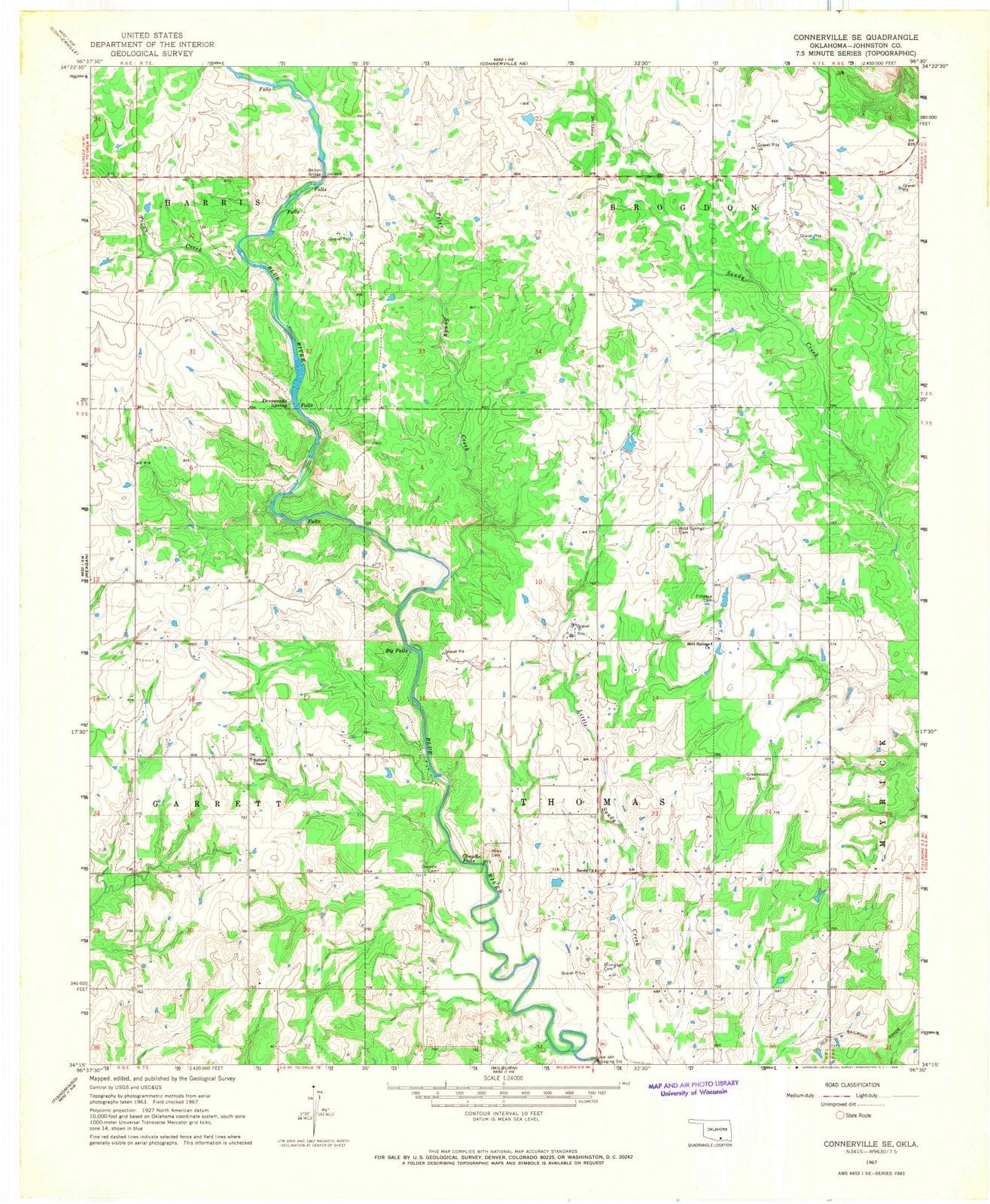 1967 Connerville, OK - Oklahoma - USGS Topographic Map v2