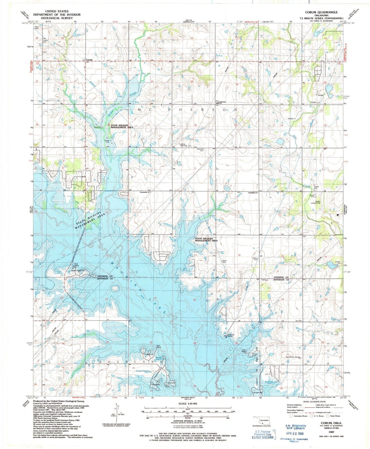1987 Corum, OK - Oklahoma - USGS Topographic Map