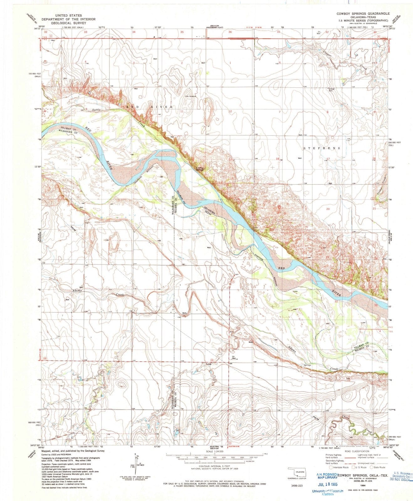 1984 Cowboy Springs, OK - Oklahoma - USGS Topographic Map