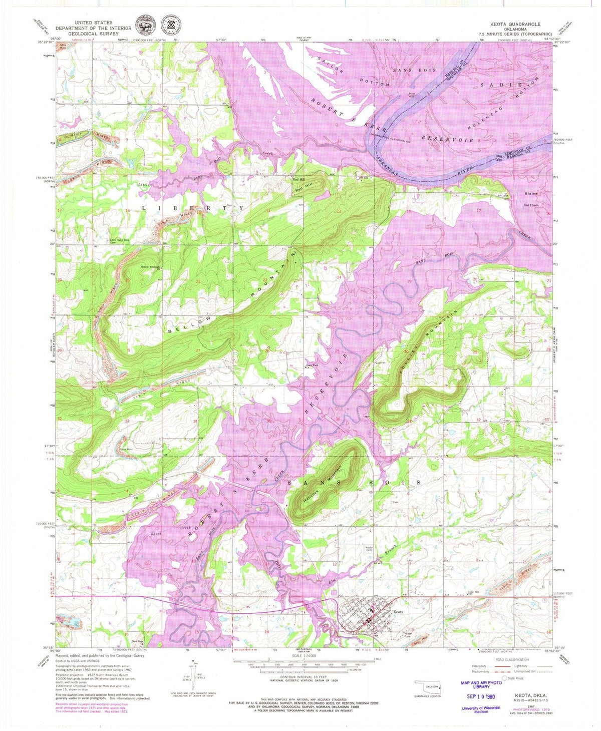 1967 Keota, OK - Oklahoma - USGS Topographic Map