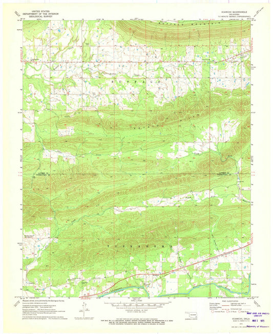1971 Kiamichi, OK - Oklahoma - USGS Topographic Map