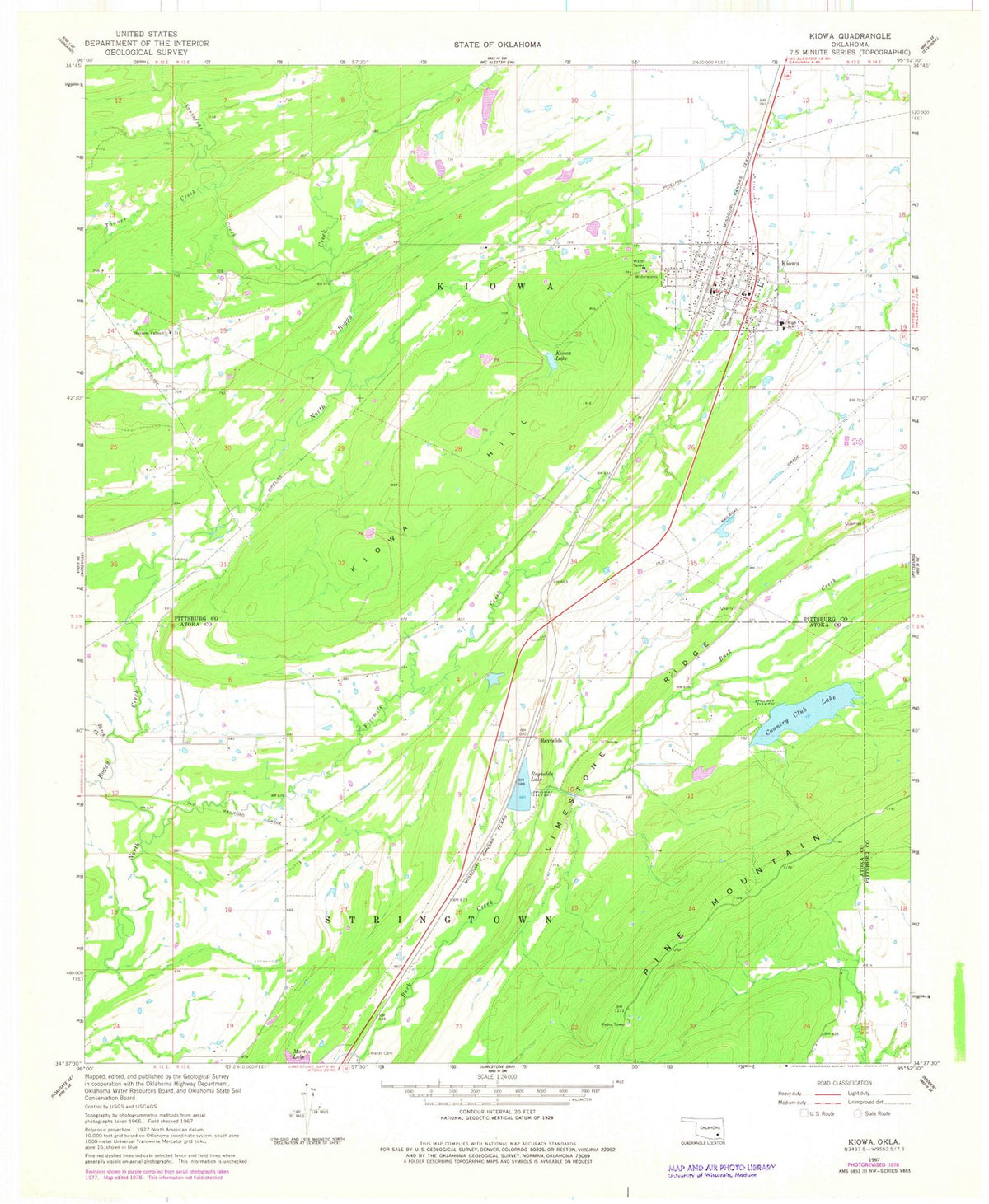 1967 Kiowa, OK - Oklahoma - USGS Topographic Map