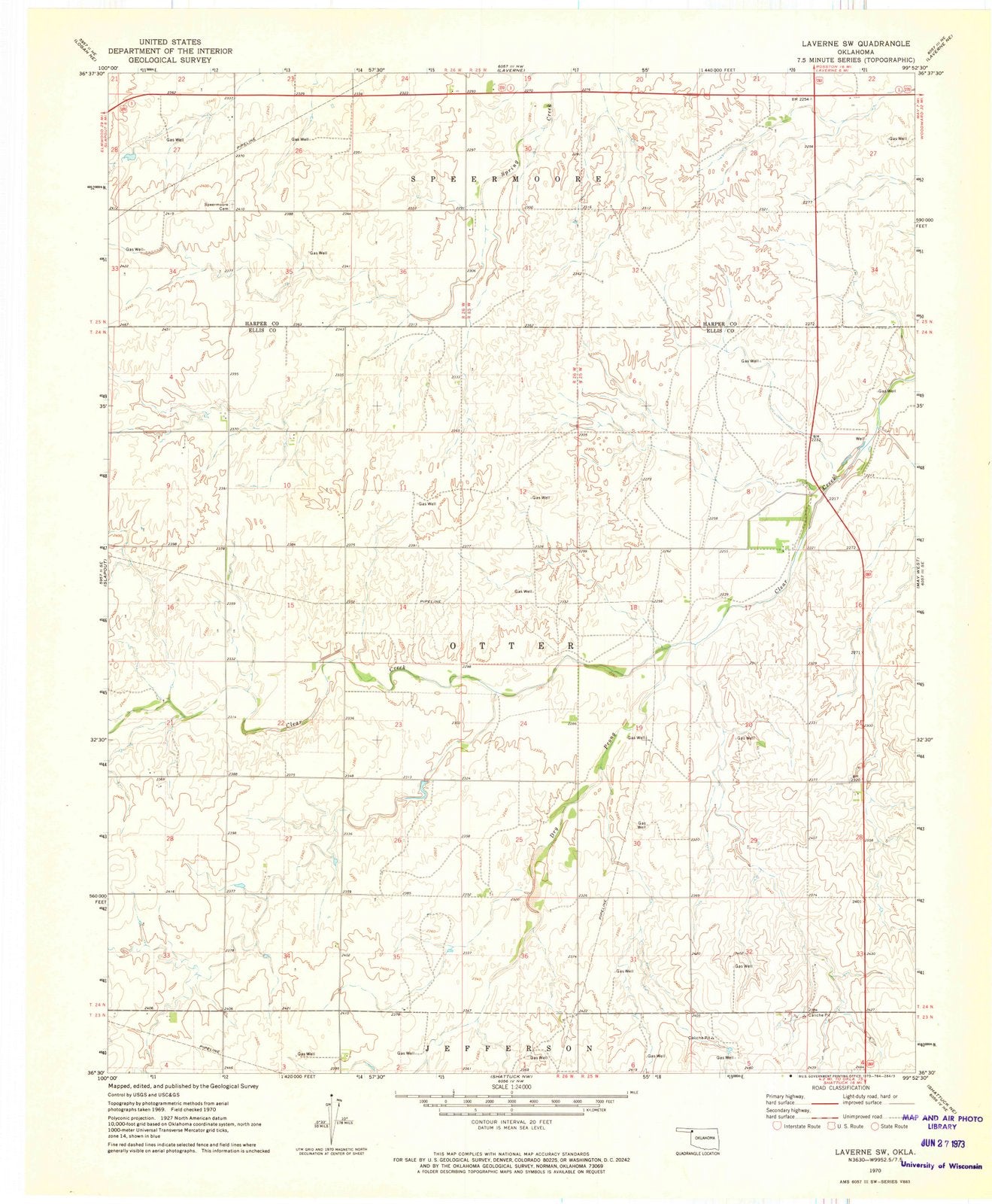 1970 Laverne, OK - Oklahoma - USGS Topographic Map