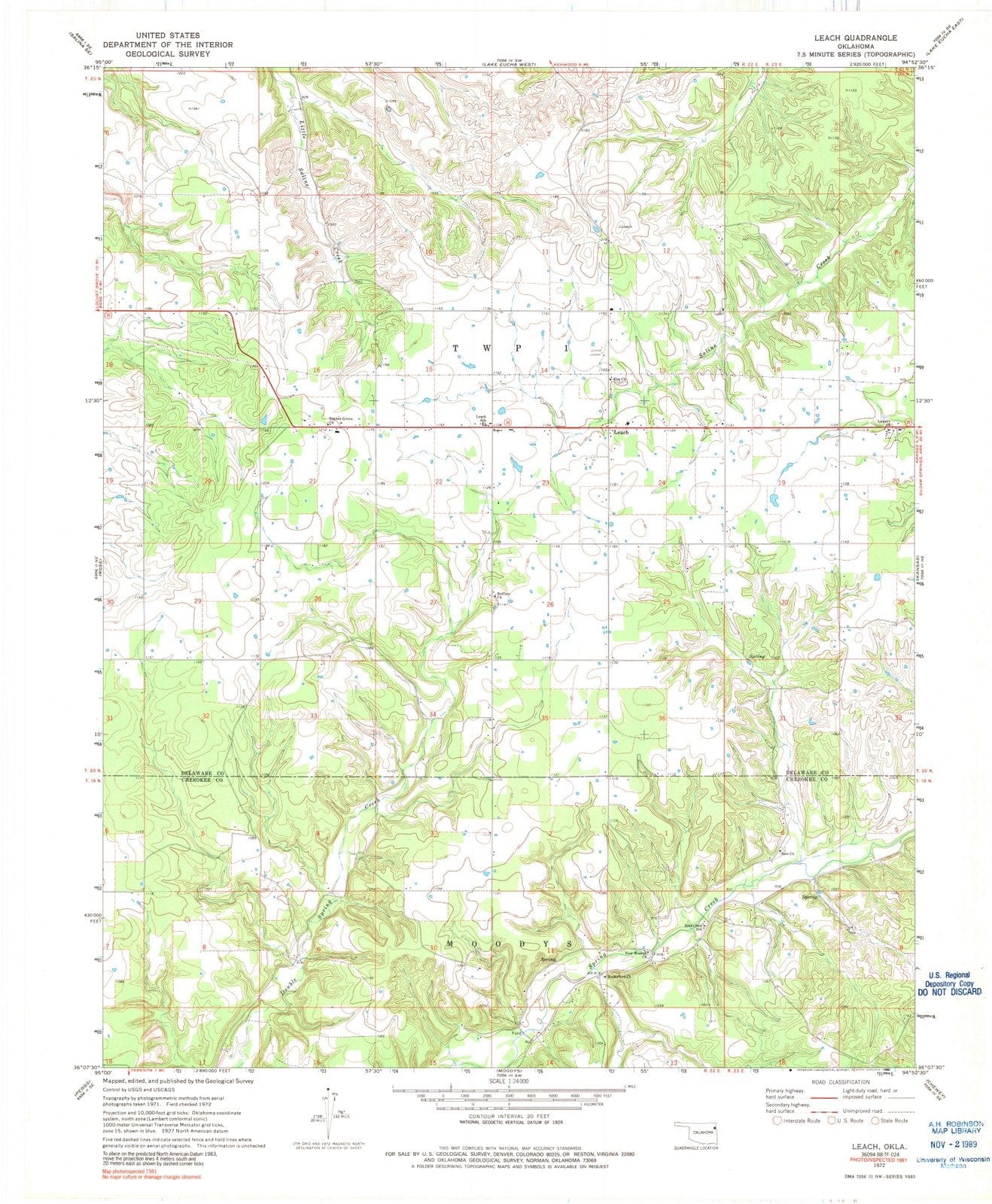1972 Leach, OK - Oklahoma - USGS Topographic Map