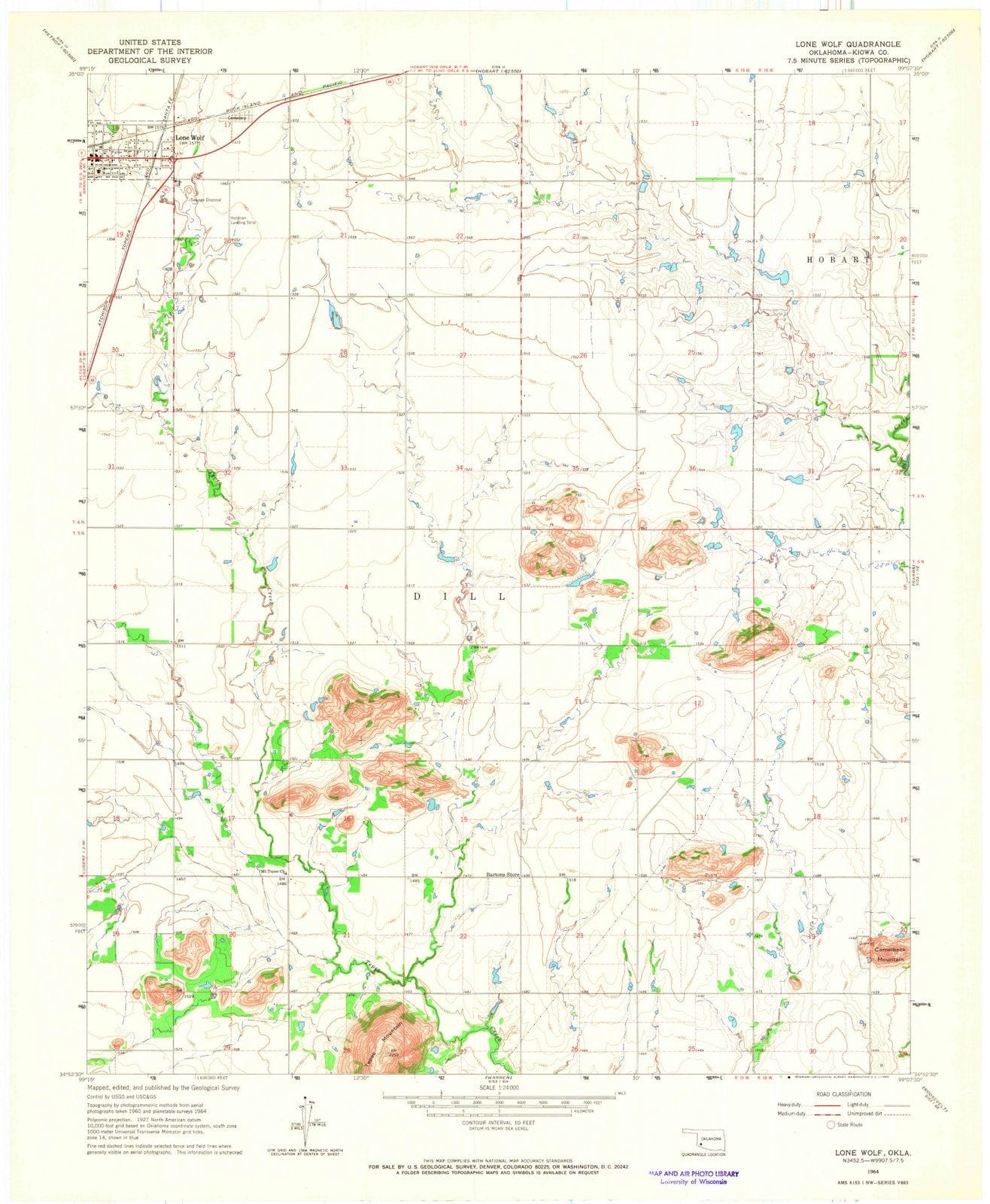 1964 Lone Wolf, OK - Oklahoma - USGS Topographic Map