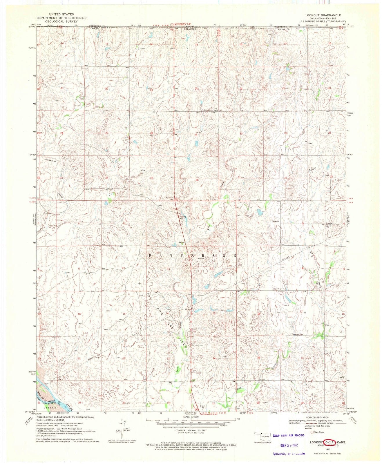 1970 Lookout, OK - Oklahoma - USGS Topographic Map