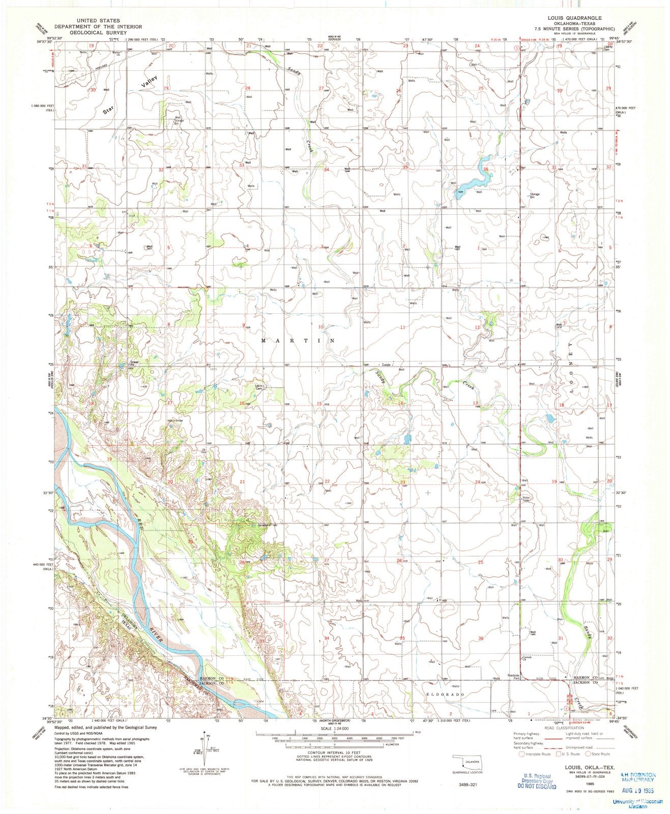 1985 Louis, OK - Oklahoma - USGS Topographic Map