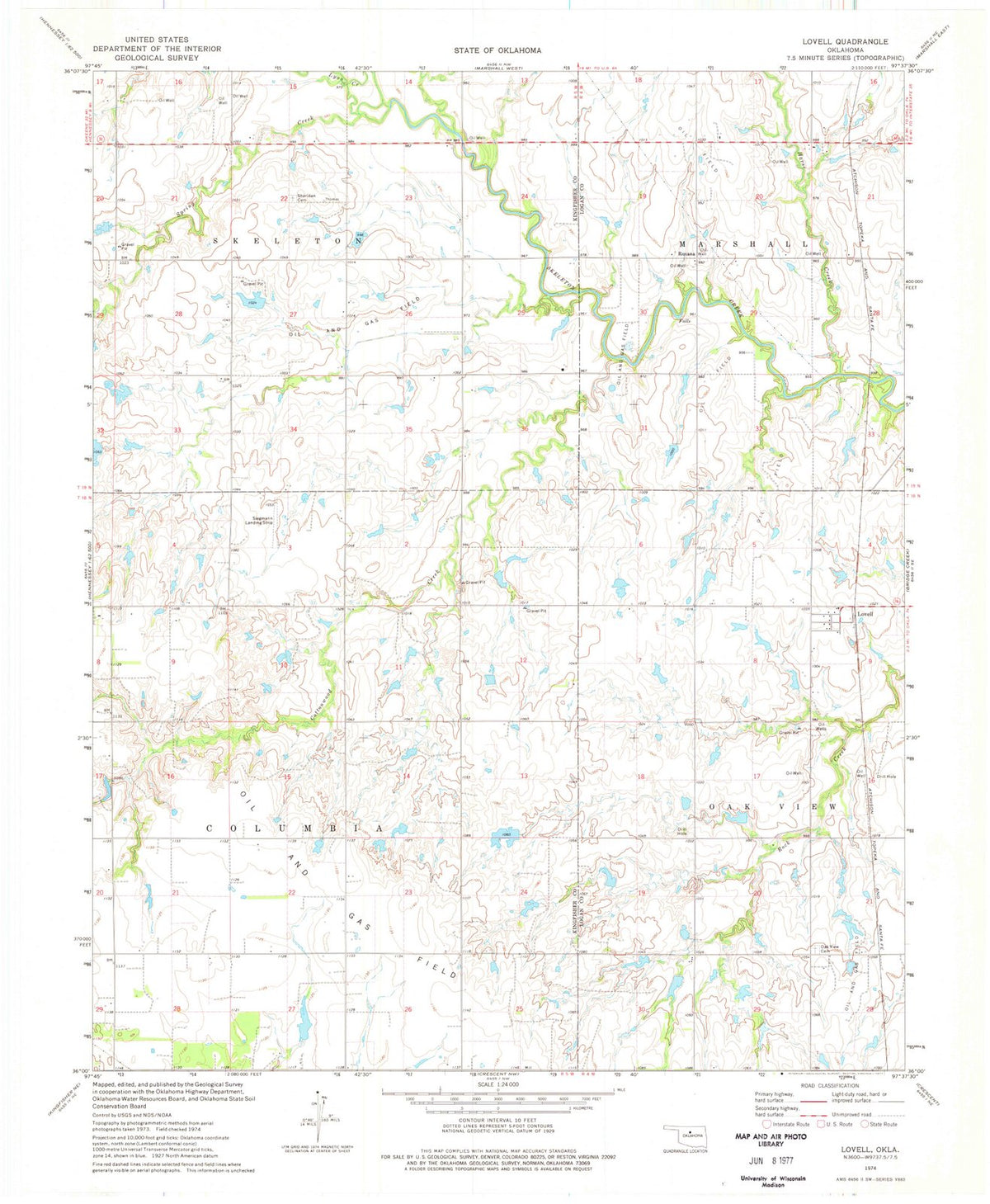 1974 Lovell, OK - Oklahoma - USGS Topographic Map