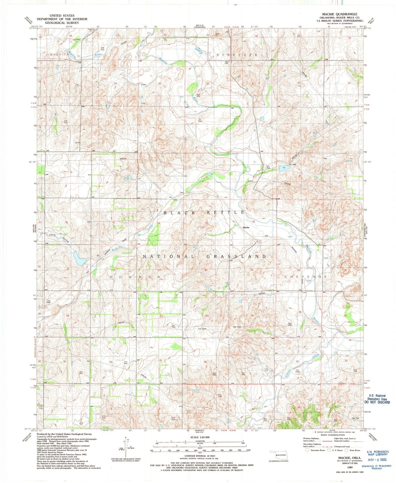 1989 Mackie, OK - Oklahoma - USGS Topographic Map