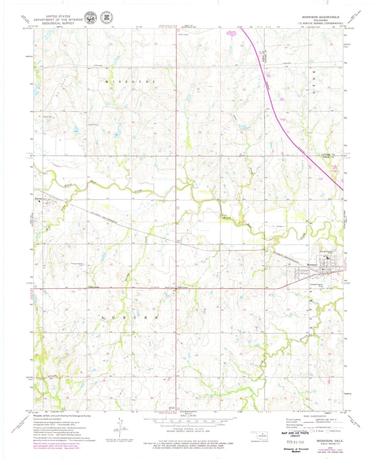 1972 Morrison, OK - Oklahoma - USGS Topographic Map v2