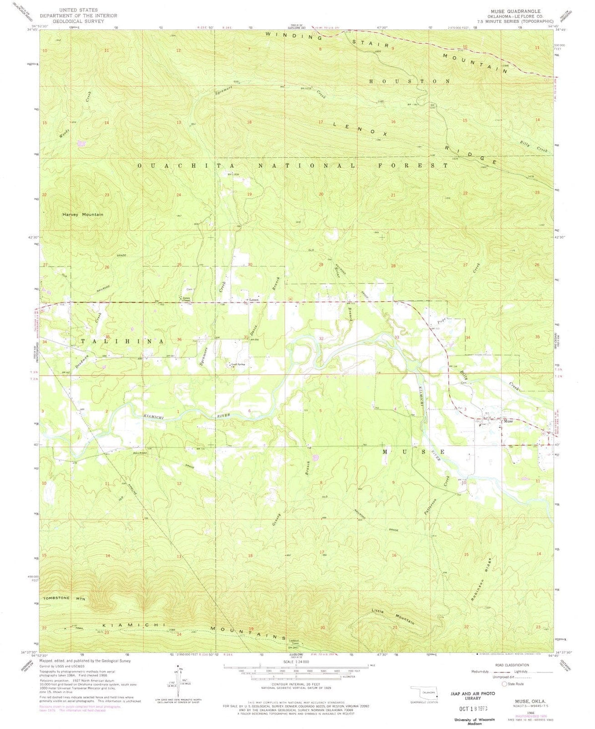 1966 Muse, OK - Oklahoma - USGS Topographic Map